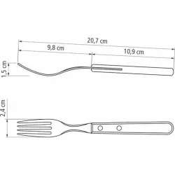 CUCHILLO CHULETERO + TENEDOR (SET 12 PZAS) POLYWOOD CASTAÑO TRAMONTINA 21199909