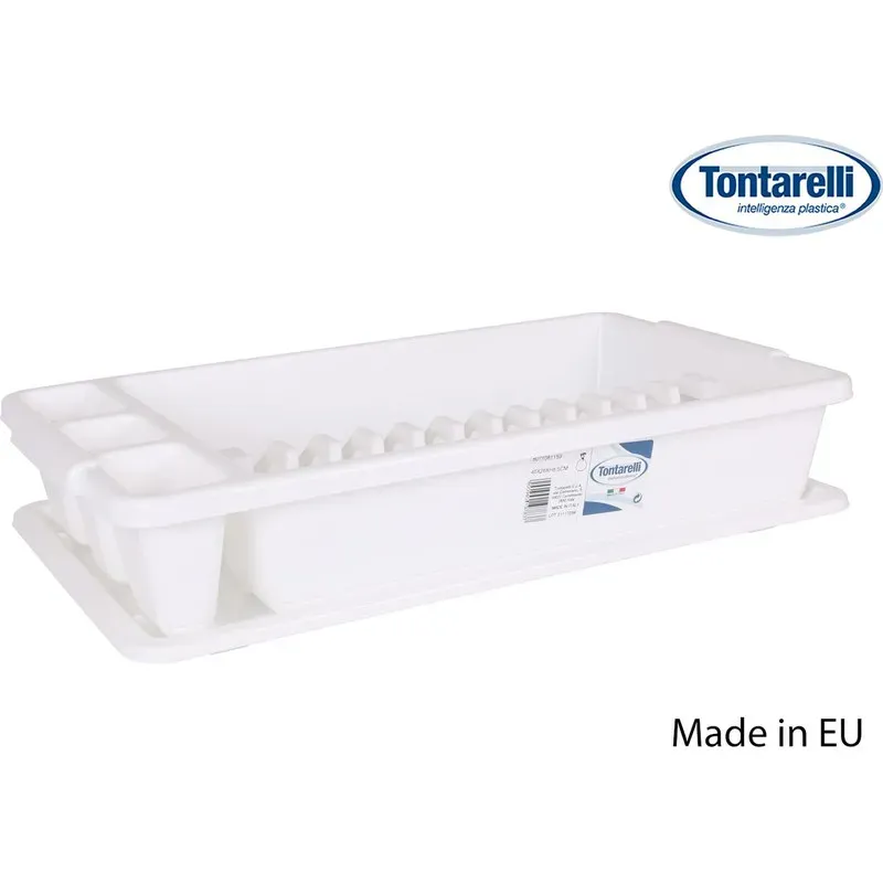 ESCURREPLATOS + BANDEJA SCOLA BLANCO 45X26CM PLASTICO TONTARELLI 8071081C112