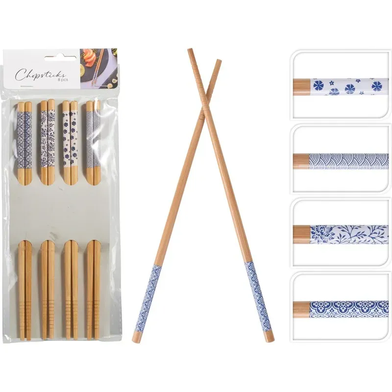 PALILLOS CHINOS BAMBU 8 PIEZAS 24 CM 170451160