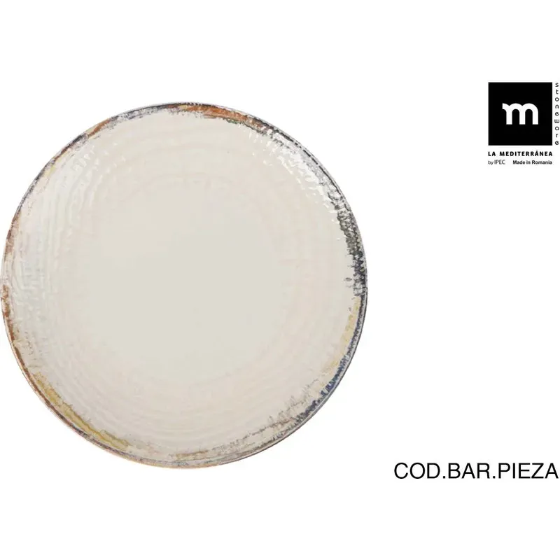 PLATO STONEWARE DECORADO ALBUS LLANO 26 CM LA MEDITERRANEA AB26100