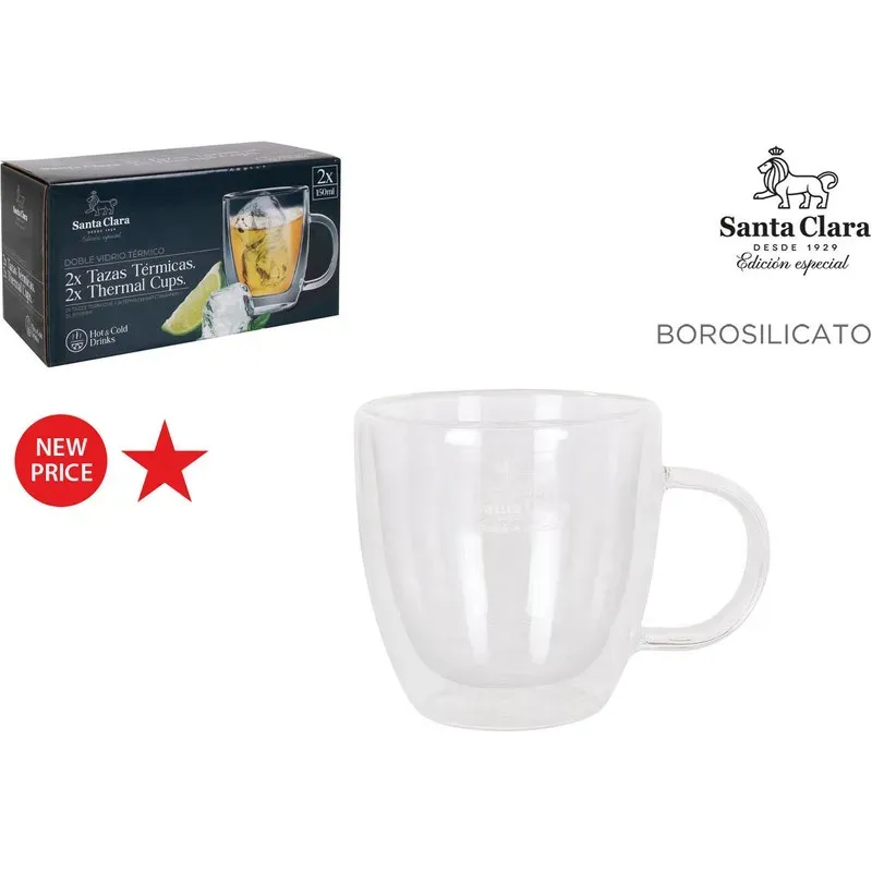 TAZA BOROSILICATO DOBLE SET 2UDS 15CL SANTA CLARA MKT59706M
