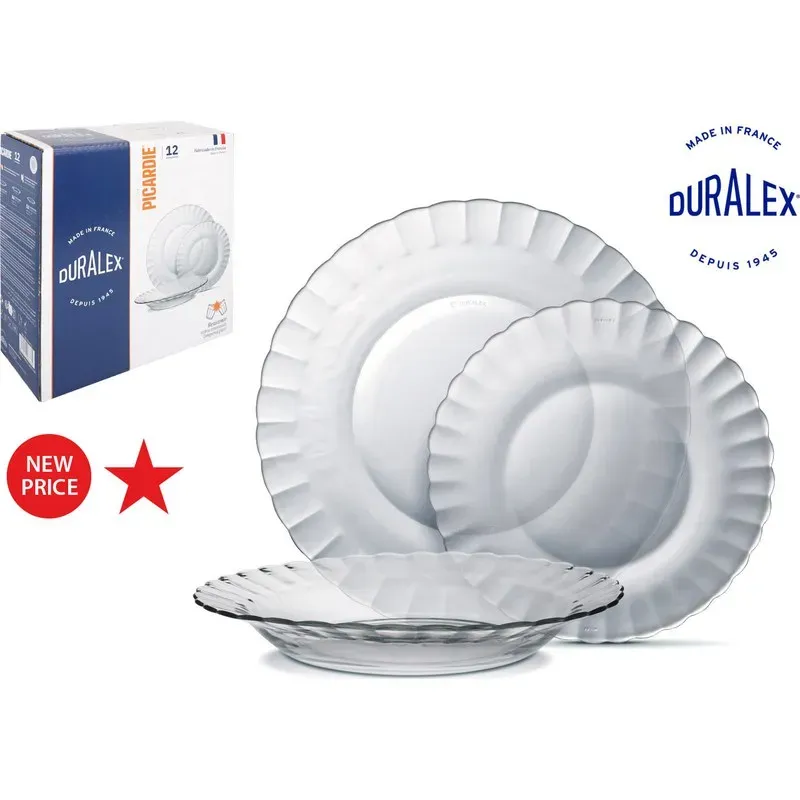 VAJILLA 12PCS DURALEX PICARDIE TRANSPARENTE DURALEX T80-301AF12