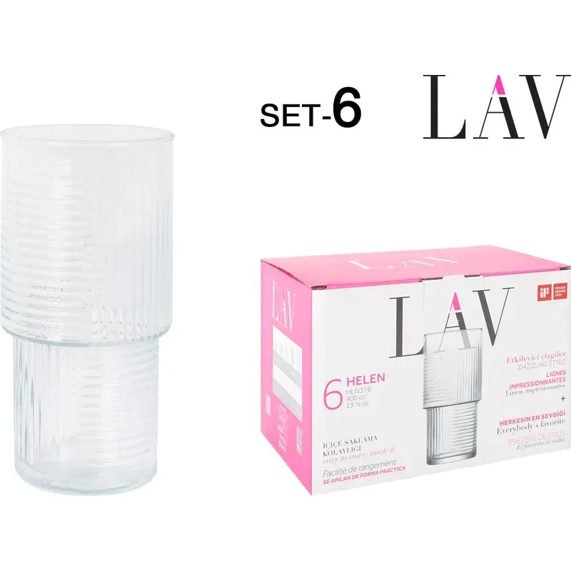 VASO APILABLE PACK 6UDS HELEN 40CL LAV 2025137
