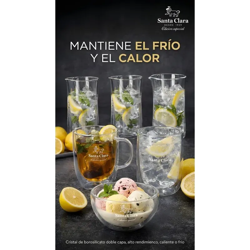 VASO BOROSILICATO DOBLE SET 2UDS 25CL SANTA CLARA MKT59683