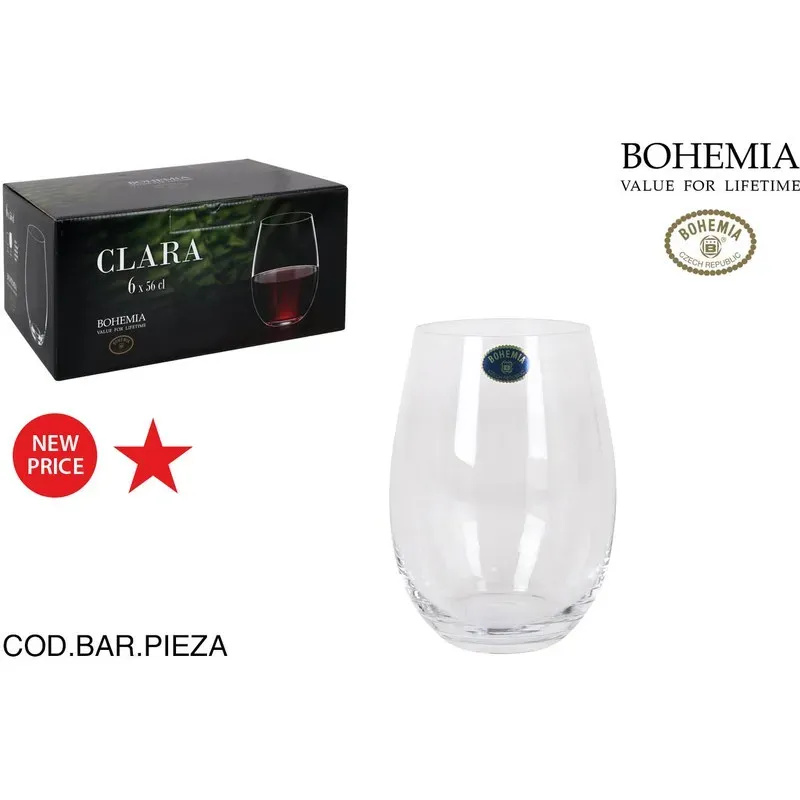 VASO CRISTAL BOHEMIA PACK 6UDS 56CL SANTA CLARA 6342S18056
