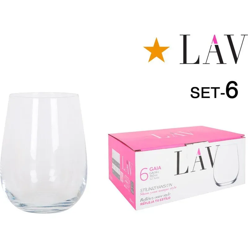 VASO PACK 6UDS GAIA 36CL LAV 10950S