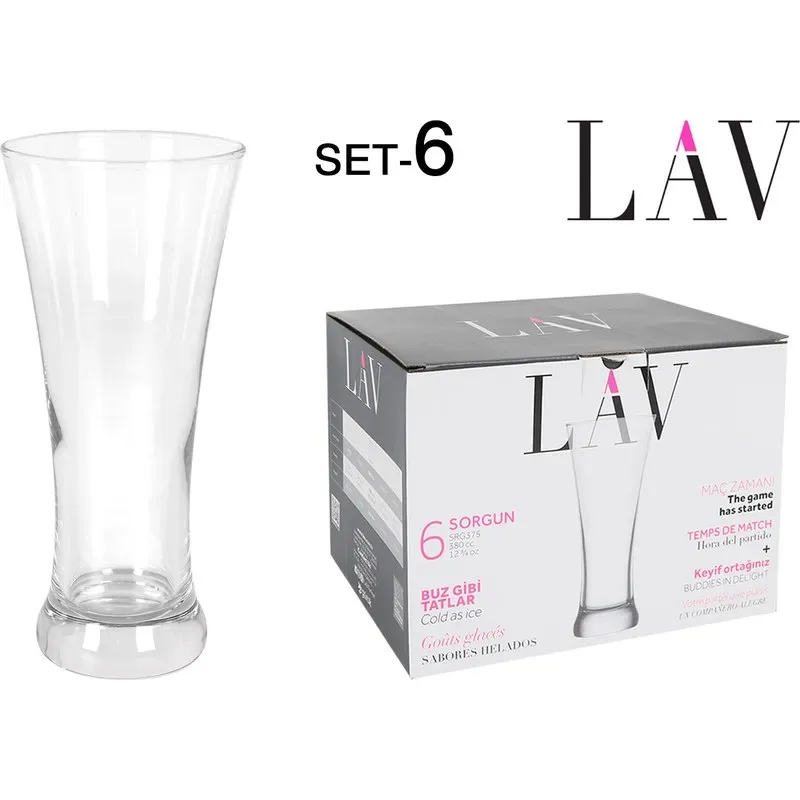 VASO PACK 6UDS SOR 38CL CERVEZA LAV 20079-1S
