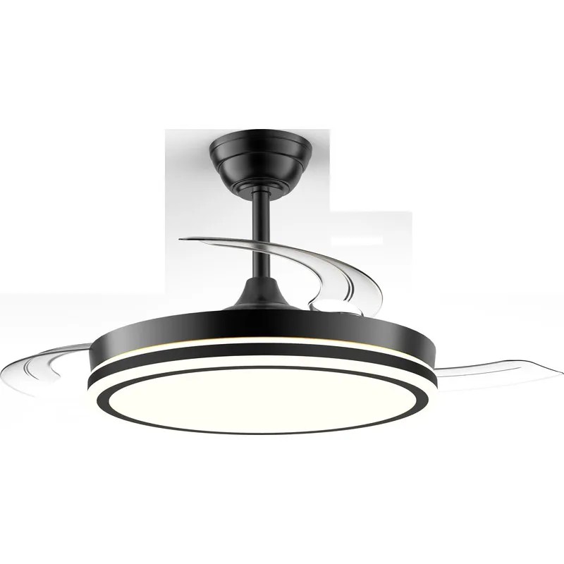 VENTILADOR TECHO CON PLAFON ASPAS RETRACTILES 48W NEGRO CRISTALRECORD 85-100-42-180