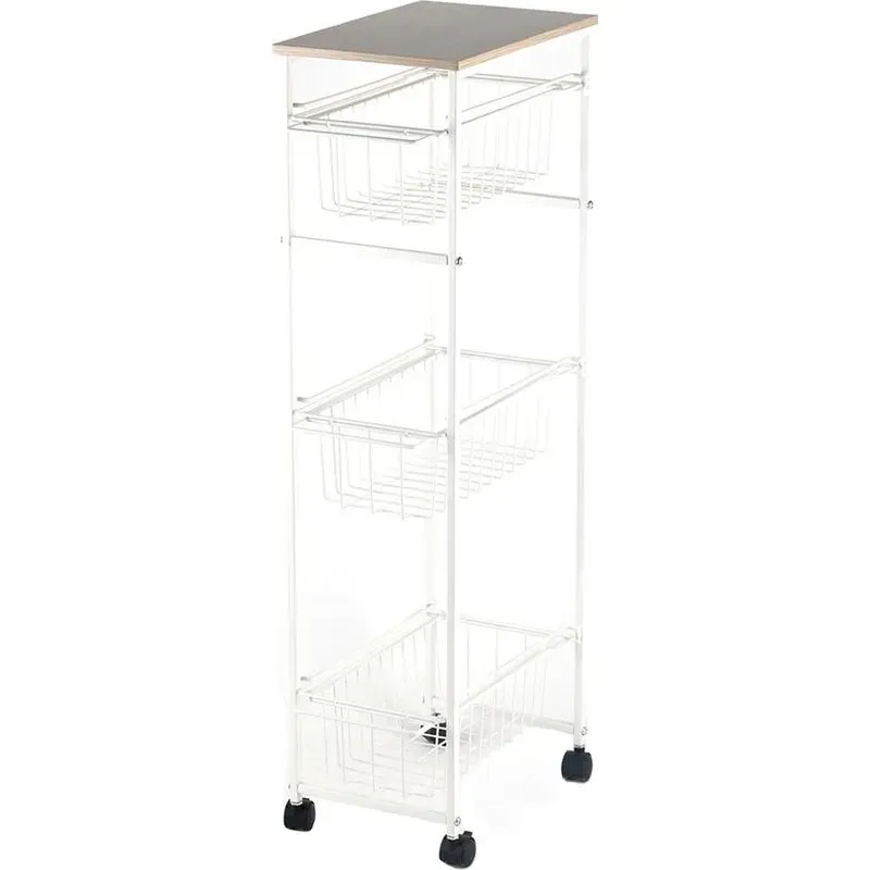 VERDULERO METAL MADERA BLANCO 33X20X84CM D'CASA 293864