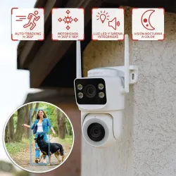 CAMARA WIFI DUAL MOTORIZADA DEFENDER DUO DOBLE LENTE 4MP+4MP WIFI DUAL 2,4GHZ / 5 GHZ DETECCION MOVIMIENTO ENERGEEKS EG-CIPEXT01