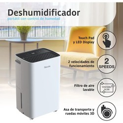 DESHUMIDIFICADOR CON CONTROL HUMEDAD 12 L/DIA 240 W FACULA DESH12F