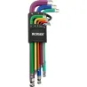 LLAVES HEXAGONALES DE PUNTA DE BOLA BRAZO LARGO JGO. 9 PIEZAS COLORES IRONSIDE 103618