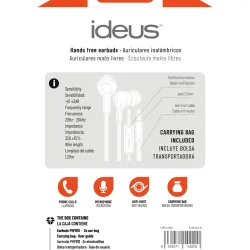 AURICULARES MANOS LIBRES CON CABLE PLANO UNIVERSAL JACK 3,5 NEGRO IDEUS PHF610BK
