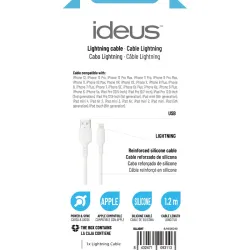 CABLE DATOS LIGHTINING PARA APPLE 38W 1,2M BLANCO IDEUS DLLIGHT