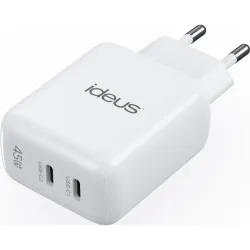 CARGADOR GAN CON 2 PUERTOS C+C 45W BLANCO IDEUS MCFCCG45WH