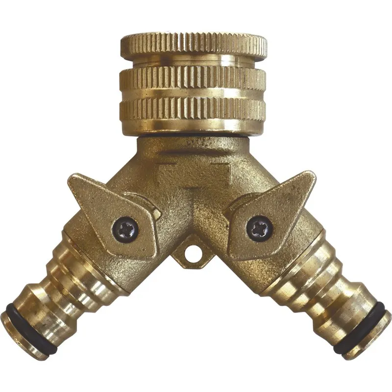 DERIVACION EN "Y" 2 VIAS DE LATON CON LLAVE DE PASO Y CONEXION RAPIDA ALTADEX C6365B