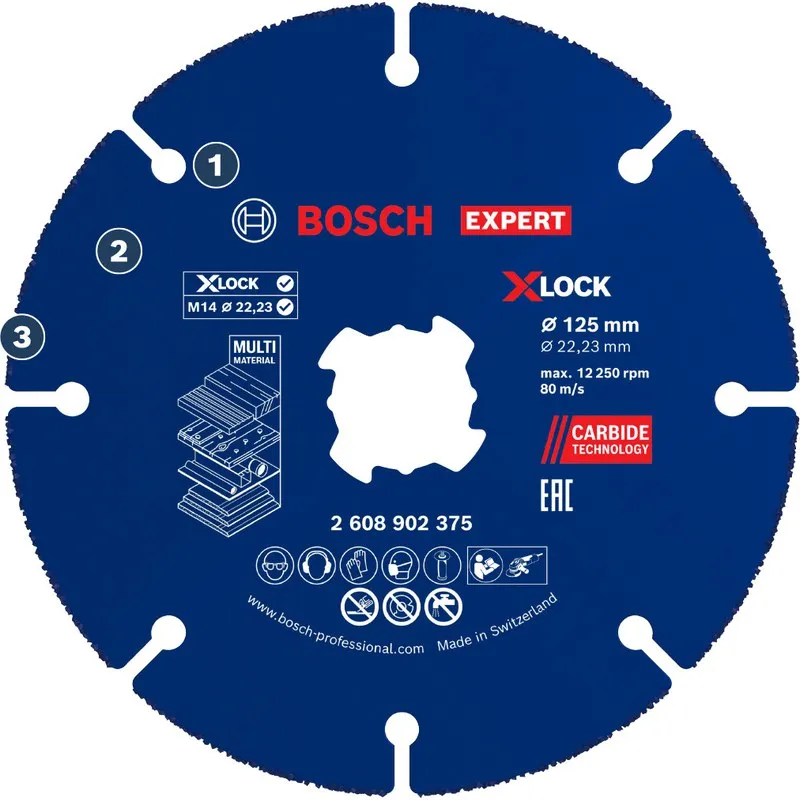 DISCO CORTE CARBURU X-LOCK EXPERT MULTI MATERIAL 115X22,23MM BOSCH 2608902374