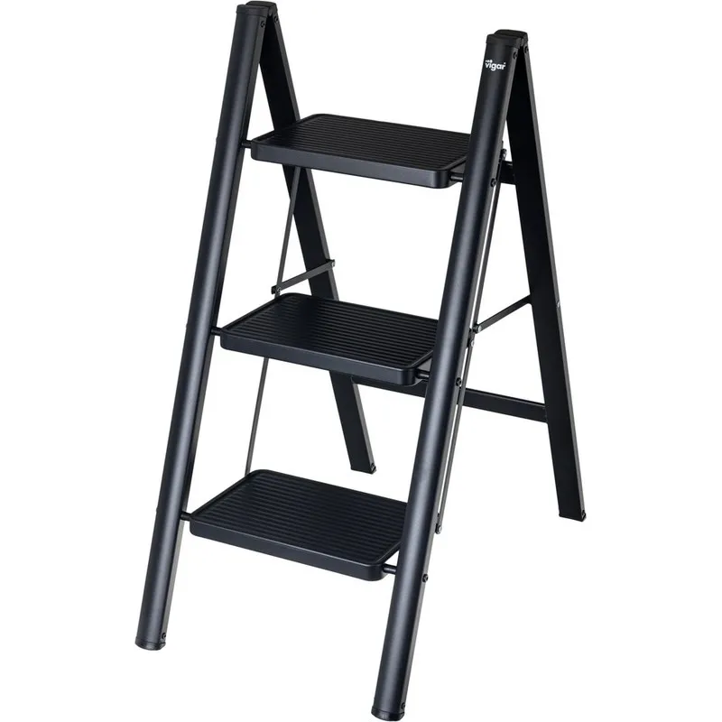 TABURETE ESCALERA ACERO 3 PELDAÑOS NEGRO VIGAR 12885