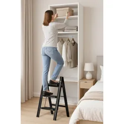 TABURETE ESCALERA ACERO 3 PELDAÑOS NEGRO VIGAR 12885