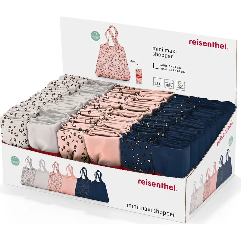 BOLSA COMPRA MINI MAXI PLEGABLE DISPLAY LEO SURTIDO 48 UNIDADES REISENTHEL AT0047