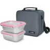 BOLSA PORTA ALIMENTOS GRIS 4,2L +2 CONTENEDORES INOX 0,7L IRIS 9283-TX