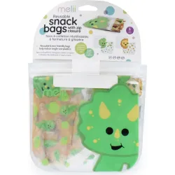 BOLSAS EVA REUTILIZABLES CIERRA FACIL PACK 4UDS 20X20CM DINO/LEON MELII 21230