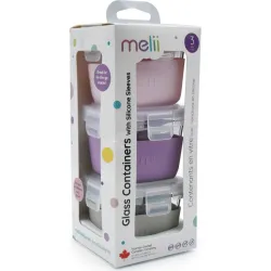 CONTENEDOR ALIMENTOS CRISTAL/SILICONA SET 3UDS 160ML MENTA/AZUL/LIMA MELII 16950