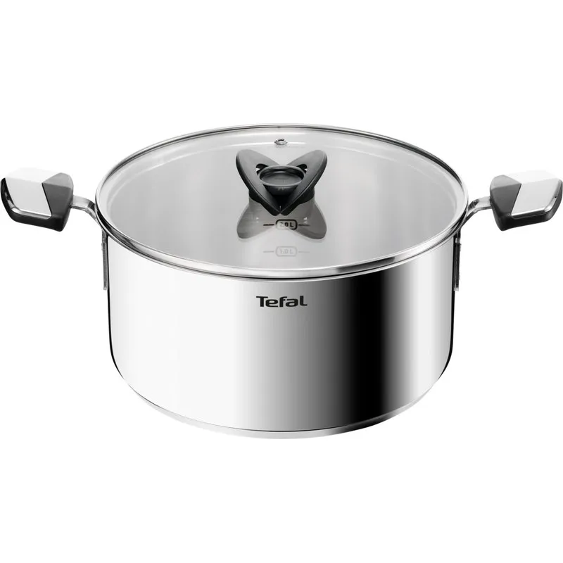 OLLA INOX INDUCCION TAPA CRISTAL EMOTION diametro24CM TEFAL E3284644