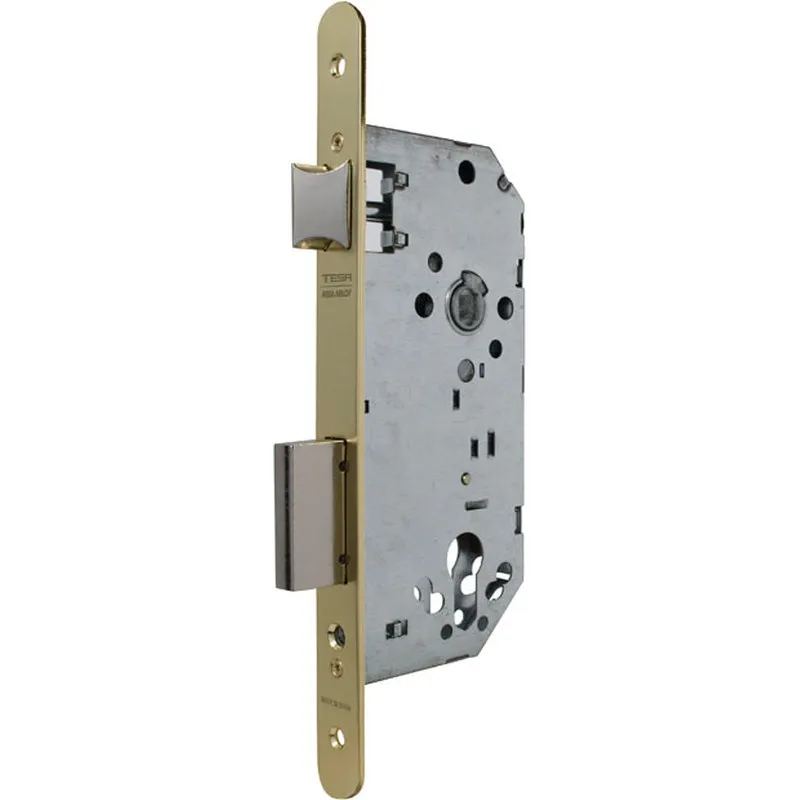 CERRADURA 4030-50 ENTRADA 50MM SIN CILINDRO CANTO REDONDO H.LATONADO TESA 40305RHL