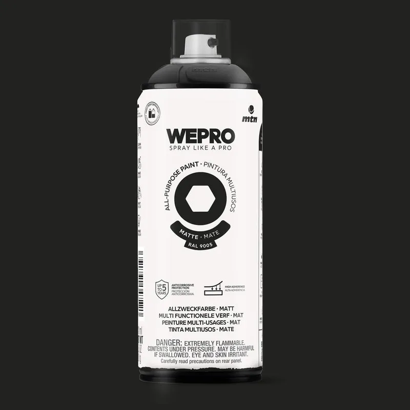 PINTURA SRAY MTN WEPRO SOLVENT MATE 400 ML NEGRO COSMOS MONTANA EX014WP9005M