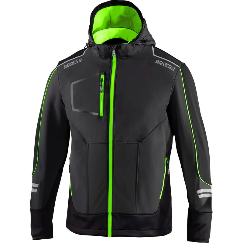 CHAQUETA SOFTSHELL TÉCNICA 330 GR GRIS/VERDE FLUOR YORK TALLA S SPARCO 02412GSVF_S
