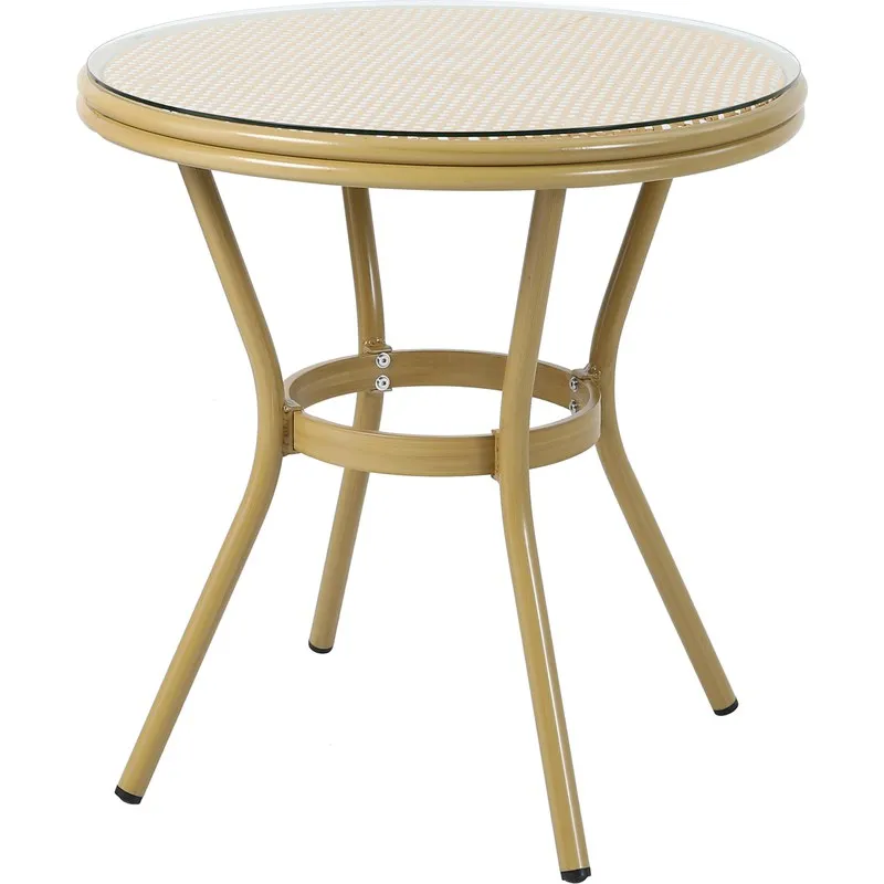 MESA ALUMINIO CRISTAL diametro 70CM RATAN IMPORT 50388T