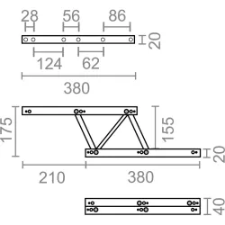 BISAGRA MESA BS26 380MM ELEVABLE MICEL (JGO.) ACERO NEGRA MICEL 95038