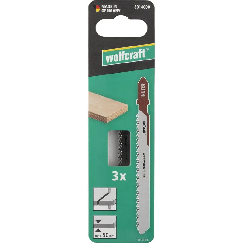 HOJA SIERRA CALAR CONTRACHAPADO CORTE FINO HCS VASTAGO T 50MM 3PZ WOLFCRAFT 8014000