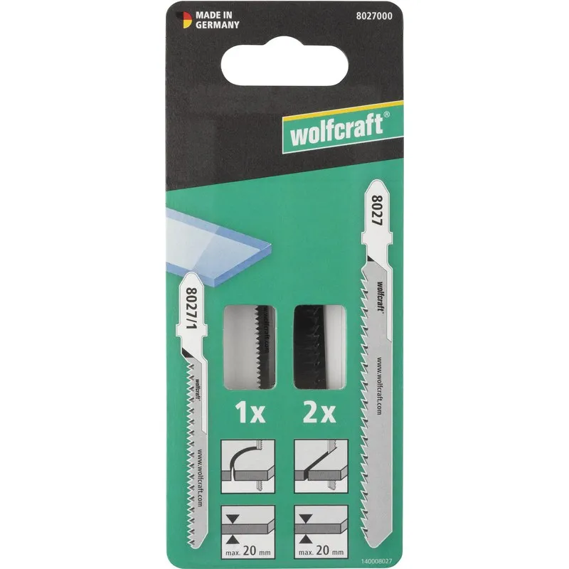 HOJA SIERRA CALAR ACRILICOS CORTE FINO HCS VASTAGO T 20MM 3PZ WOLFCRAFT 8027000