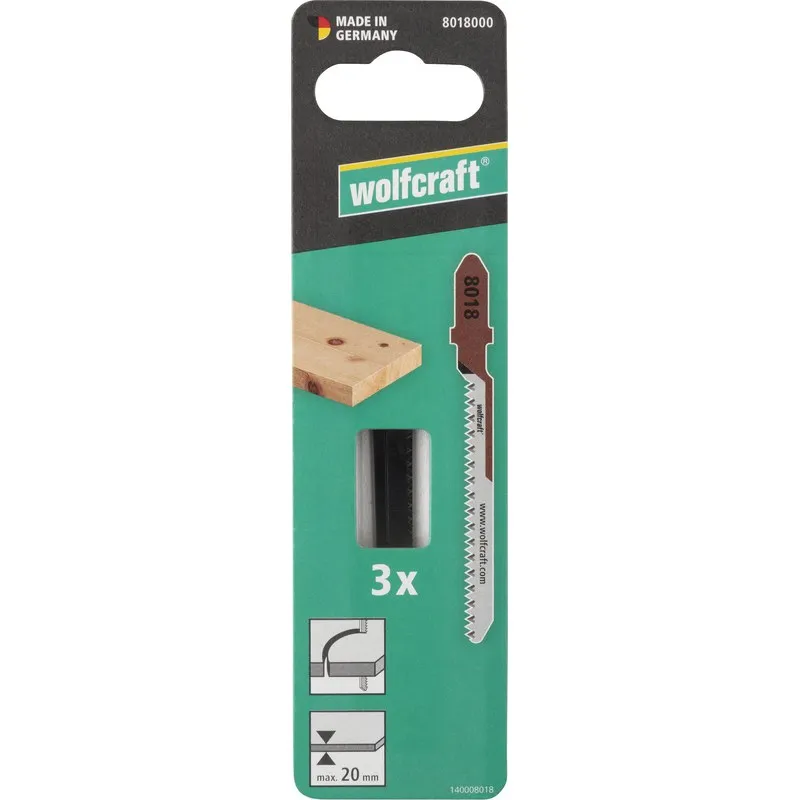 HOJA SIERRA CALAR CONTRACHAPADO CORTE CURVO FINO HCS T 20MM 3PZ WOLFCRAFT 8018000