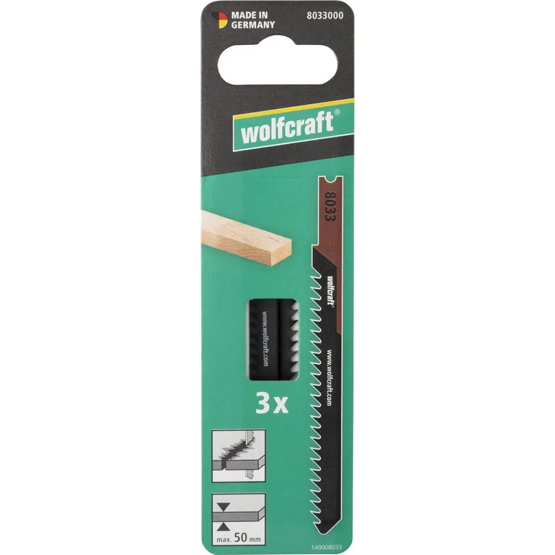 HOJA SIERRA CALAR CORTE RAPIDO HCS VASTAGO U 50MM 3PZ WOLFCRAFT 8033000