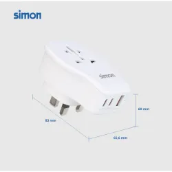 ADAPTADOR ENCHUFE VIAJE UNIVERSAL USB A+ 2 USB C 20W BLANCO REINO UNIDO SIMON CL410106