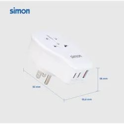 ADAPTADOR ENCHUFE VIAJE UNIVERSAL USB A+ 2 USB C 20W BLANCO USA SIMON CL410104