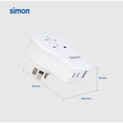 ADAPTADOR ENCHUFE VIAJE UNIVERSAL USB A+ 2 USB C 20W BLANCO CHINA SIMON CL410105