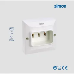 BASE ENCHUFE EMPOTRABLE PARA COCINA 2P+TT 25A 250V BLANCO SIMON G1043631