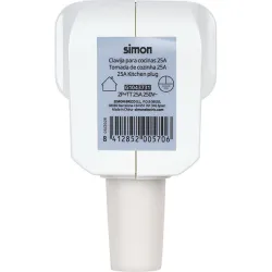 CLAVIJA ESPECIAL COCINA 2P+TT 25A 250V BLANCO SIMON G1043731