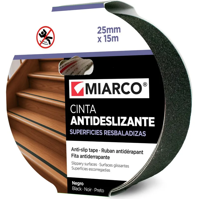 CINTA ANTIDESLIZANTE 15 M X 25 MM NEGRO MIARCO 36823