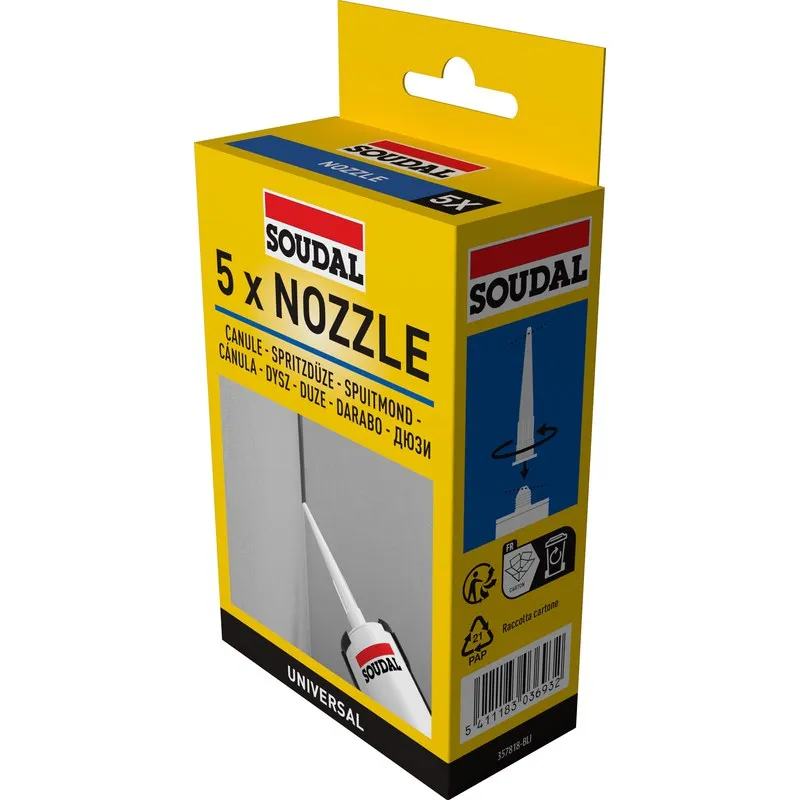 CANULA CARTUCHO SILICONA REPUESTO X 5 UDS SOUDAL 108762