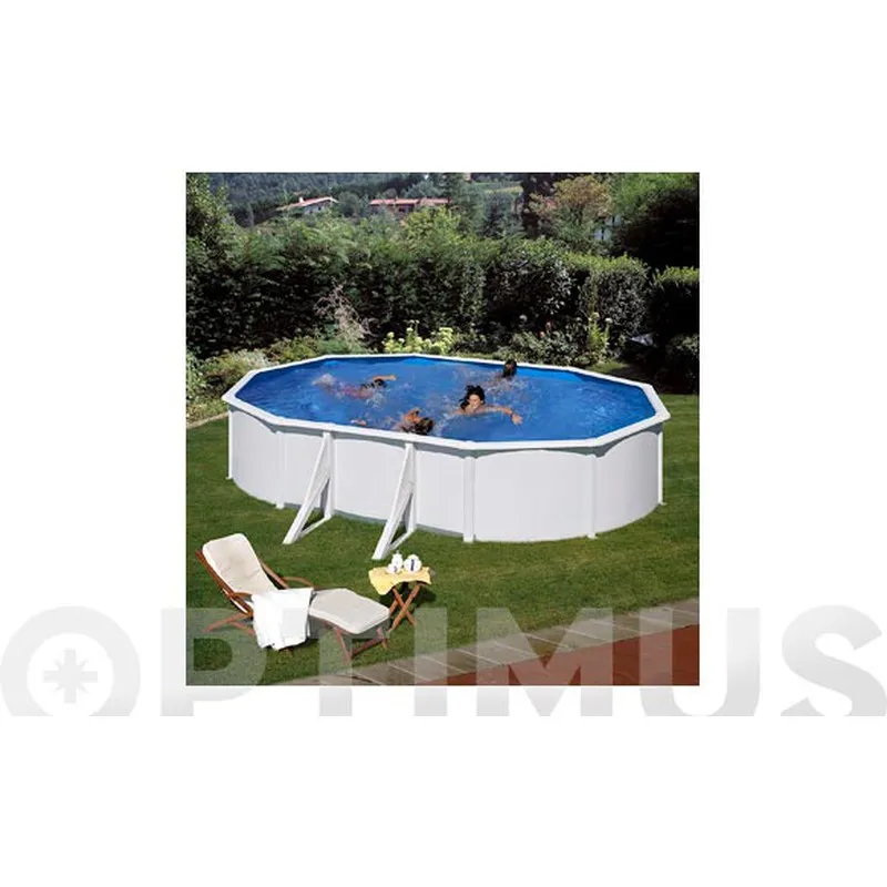 PISCINA OVALALADA ACERO FILTRO ARENA 610 X 375 X 120 CM BLANCA GRE KIT610ECO