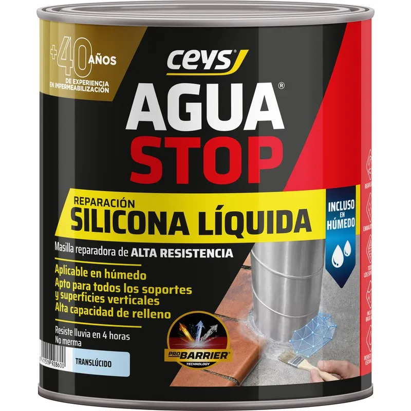 SILICONA LIQUIDA AGUASTOP 750 GR TRANSPARENTE CEYS 902860