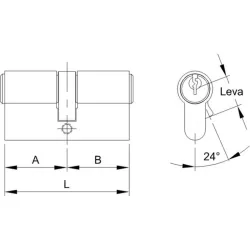CILINDRO YL5 LEVA LARGA 40-40 LATON, 3 LLAVES YALE Y54040LT