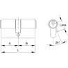 CILINDRO YL5 LEVA LARGA 40-40 LATON, 3 LLAVES YALE Y54040LT