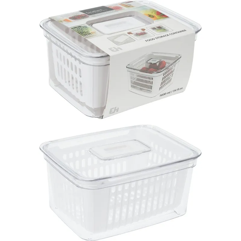 CONTENEDOR ALIMENTOS CON REJILLA 1600ML 21X15,3X10,5CM IMPORT 176000520