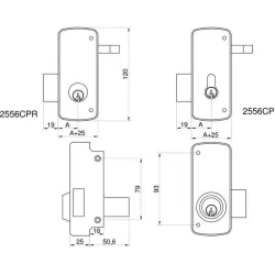 CERRADURA SOBREPONER 2556CP GRIS 60 DERECHA MCM 2556CP-60-D